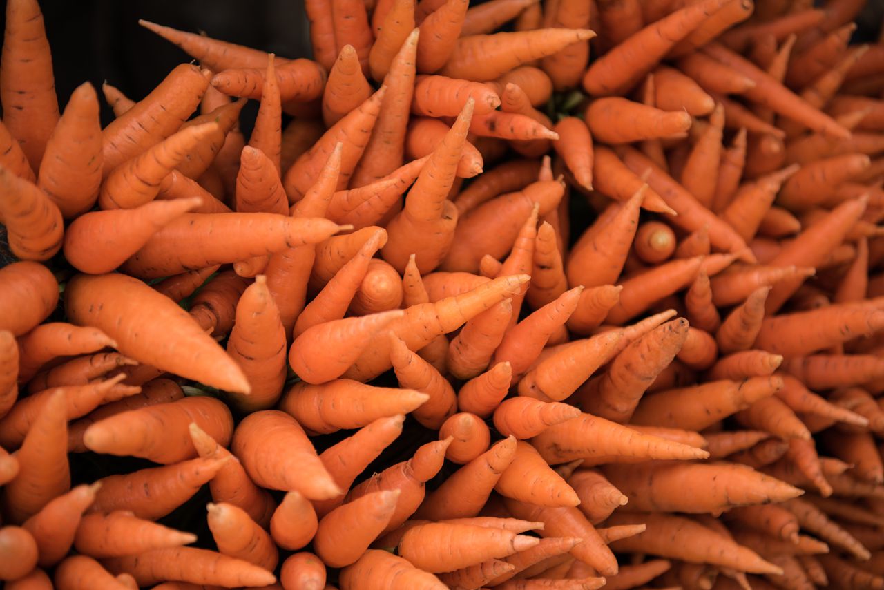 Stacks of Carrots in Valley Market