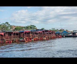 Boats on Siem Reap Riverbanks