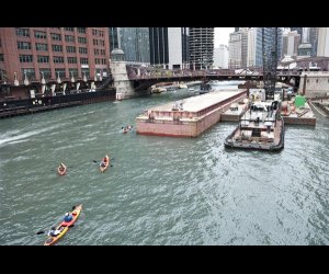 Boats Riding on Chicago River