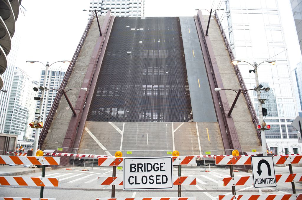 Closed Bridge on Chicago River
