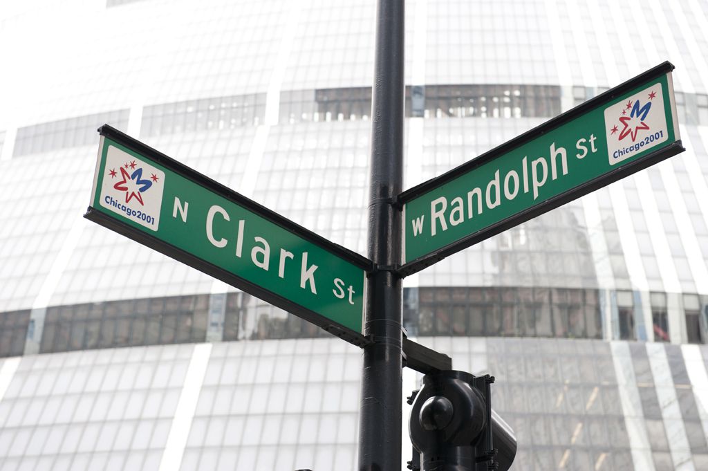 Randolph St and Clark St Sign