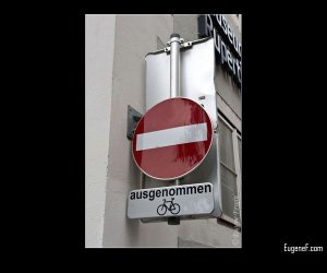 Except Bicycles Sign